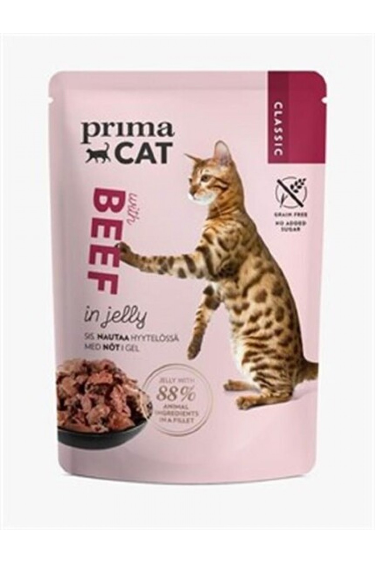 Prima Cat Biftekli Jelly Tahılsız Kedi Konservesi 85 Gr