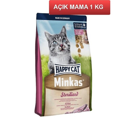 Happy Cat Minkas Sterilised Kısırlaştırılmış Kedi Mama 1 kg AÇIK